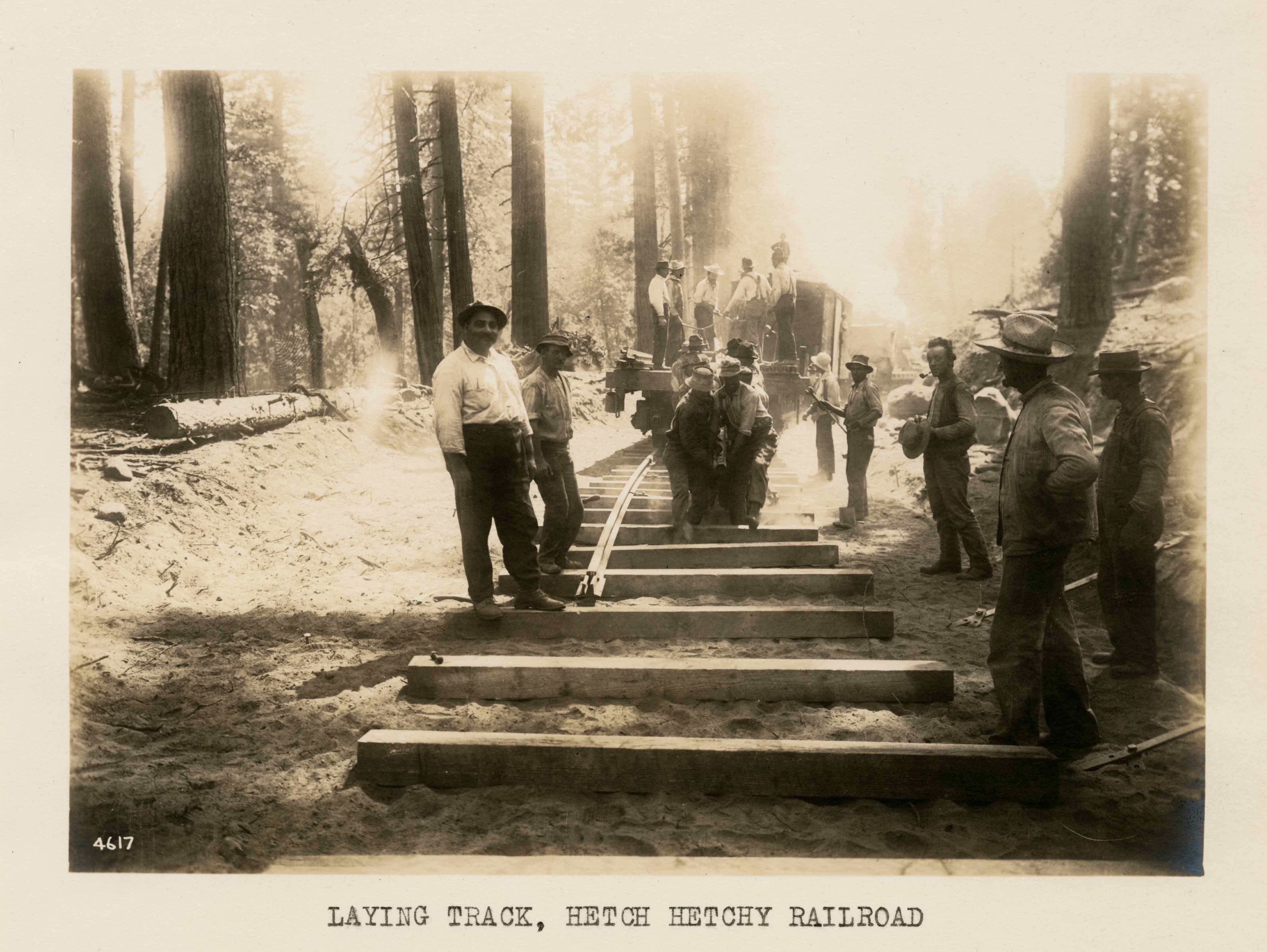 Workers at Hetch Hetchy Railroad, 1916-1917. Courtesy of San Francisco Public Library.